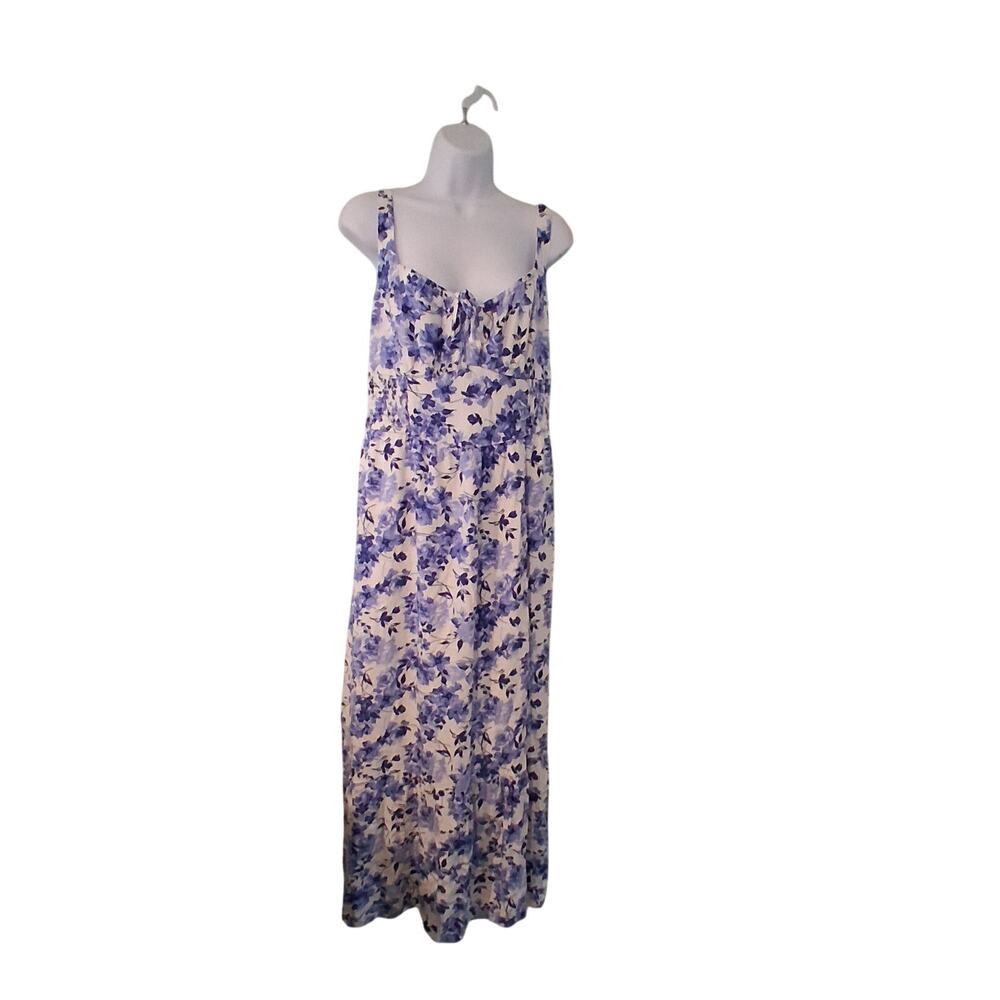 Hollister Dress womens Large white blue floral peasant midi maxi